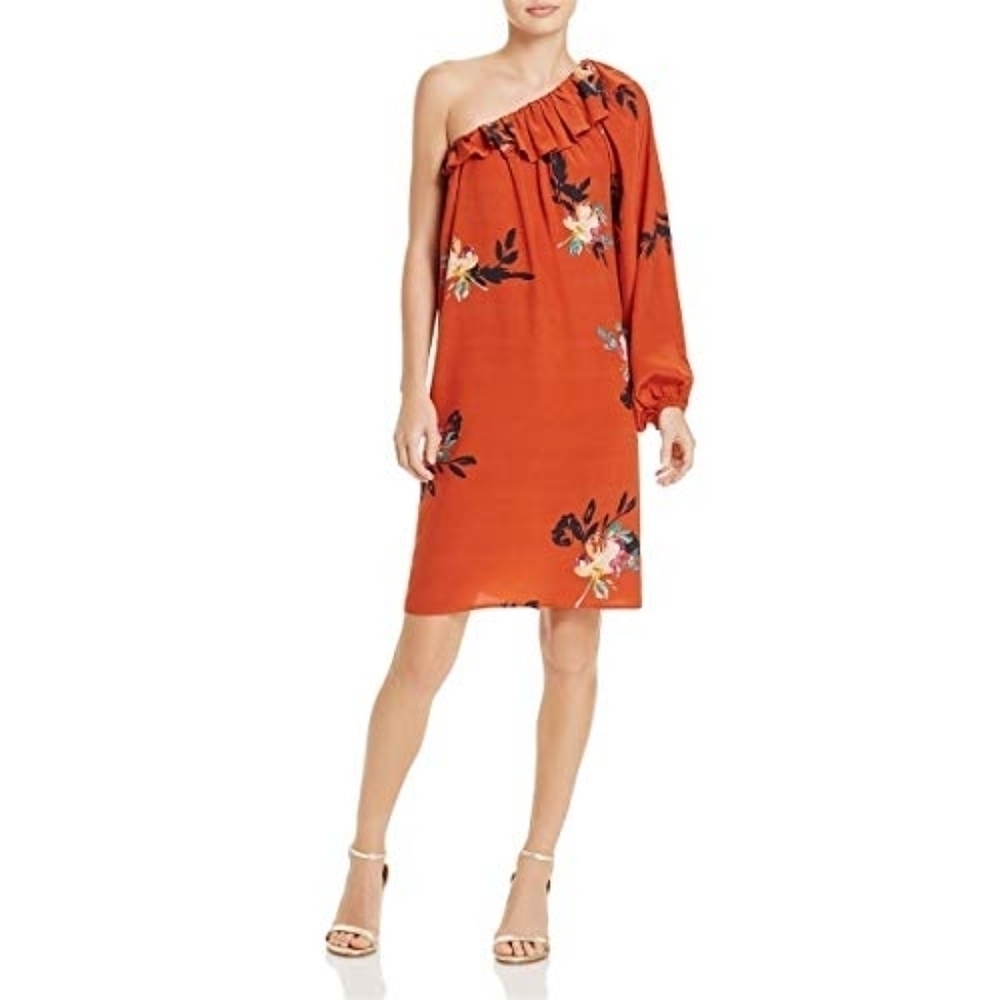 French Connection one hand floral mini dress  copper